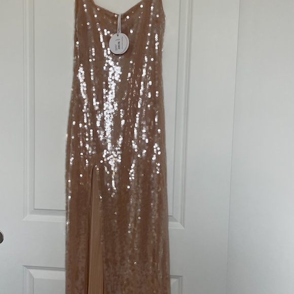 STAUD Sequin Dress in Nude and Silver - Picture 5 of 6